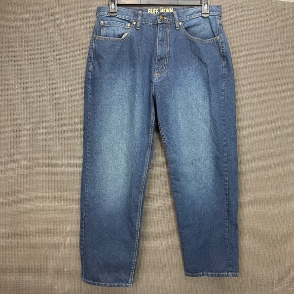 Ruff Hewn Mens 34x30 Classic Blue Denim Relaxed Fit Jeans - Picture 2 of 9